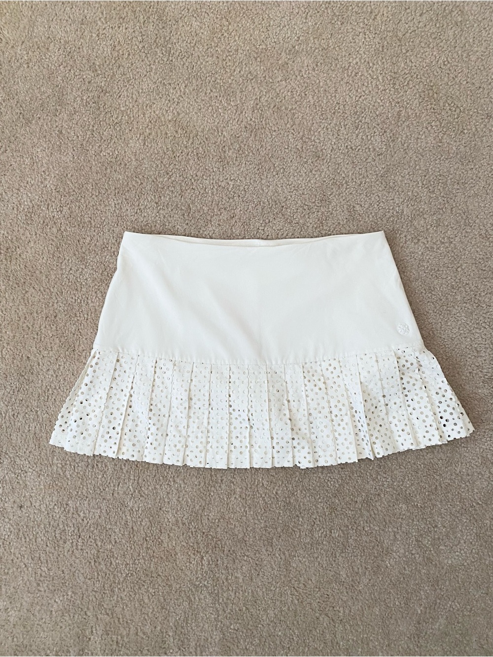 Tory Sport Pleated Perforated Mini Tennis Skirt